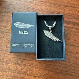 Silver Feather Pendant Necklace